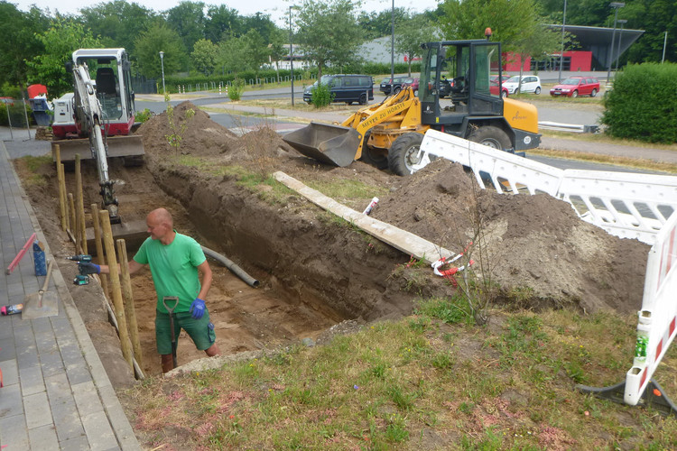 Baustelle mit Person