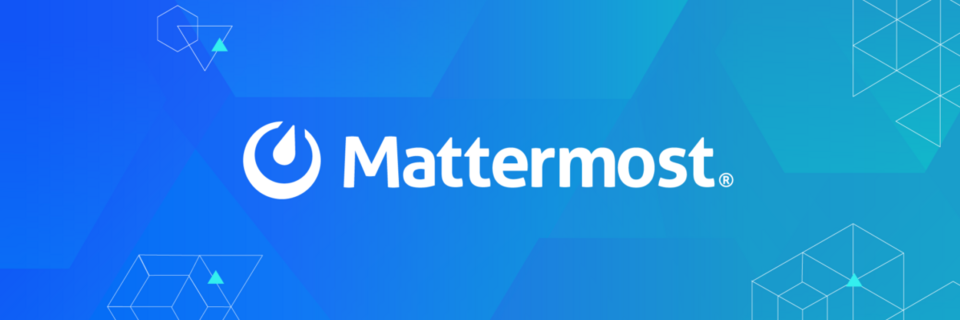 Links ein Kreis aus dem ein Tropfen kommt. Recht steht Mattermost. Blauer Hintergrund.