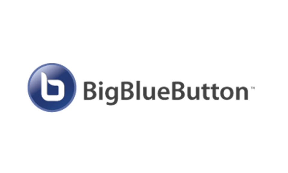 BigBlueButton-Logo Links ein blaues B und rechts davon steht "BigBlueButton".