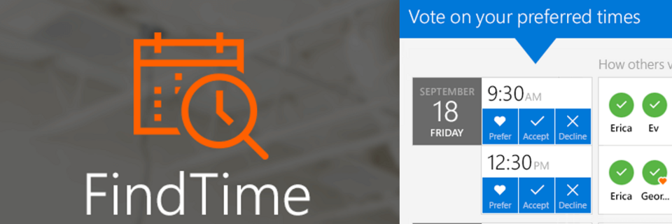 Das Logo von Find Time (Vektorgrafik Kalender und Name in Orangener Schrift) und eine kleine Kalendervorschau. 